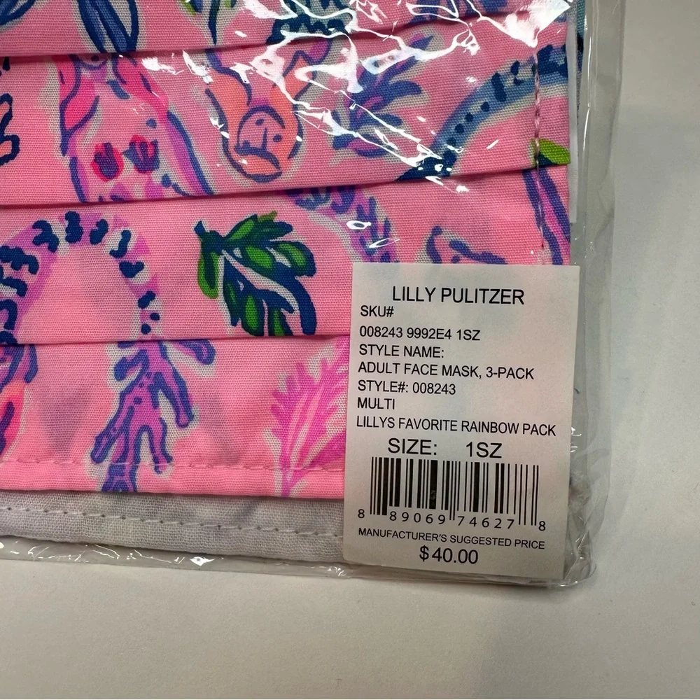 NEW Lilly Pulitzer adult Face Masks 3 Pack Lilly’s favorite rainbow pack